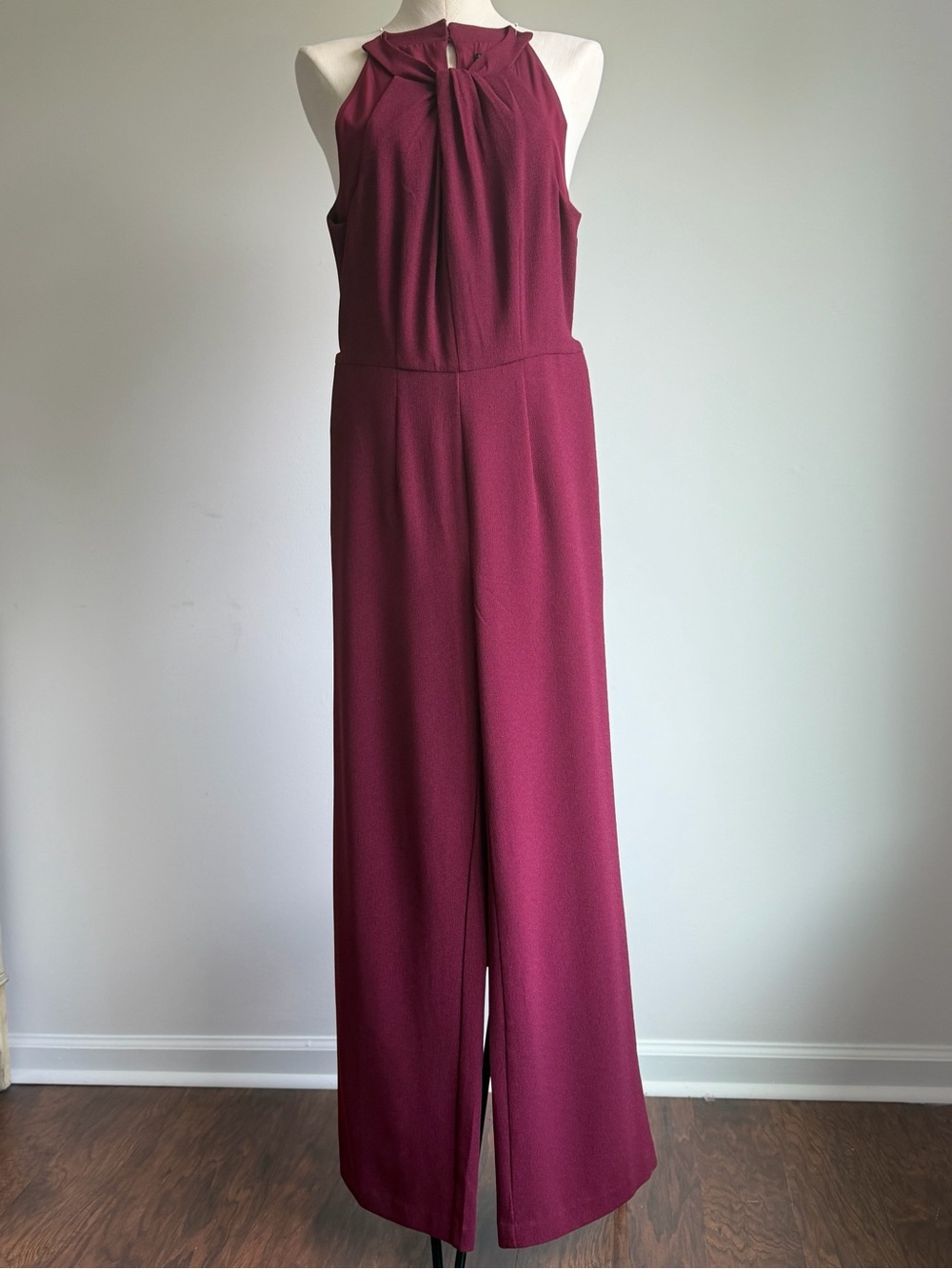 Ann Taylor Factory Sleeveless Wide-Leg Jumpsuit in Burgundy Plum